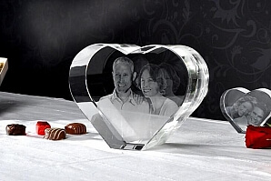 Tredimensionella fotografier i glas - hjärta