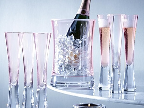 Rosa champagneglas & vinkylare