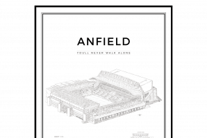 Handritat print på fotbollsarenan Anfield