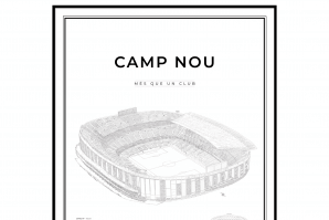 handritat print av fotbollsarenan Camp Nou