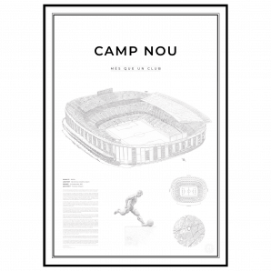 handritat print av fotbollsarenan Camp Nou