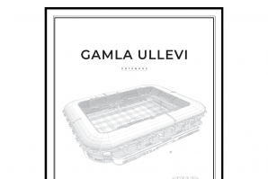 handritat print av Gamla Ullevi fotbollsarena