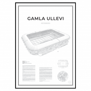handritat print av Gamla Ullevi fotbollsarena