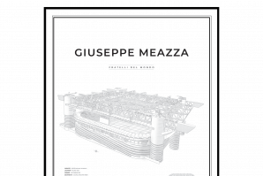 handritat print av fotbollsarenan Giuseppe Meazza