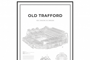handritat print på fotbollsarenan Old Trafford