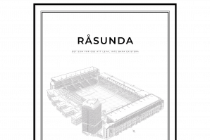 handritat print av Råsunda fotbollsarena