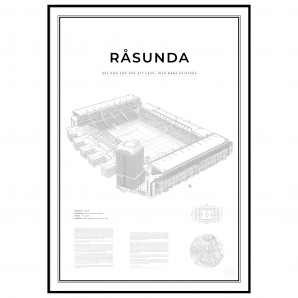 handritat print av Råsunda fotbollsarena