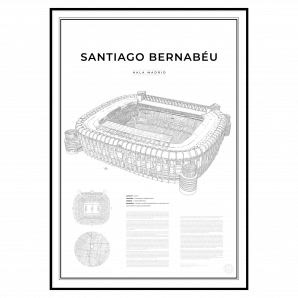 handritat print av fotbollsarenan Santiago Bernabéu