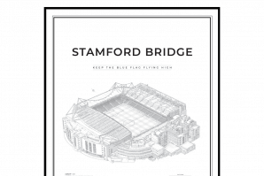 handritat print av fotbollsarenan Stamford Bridge