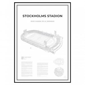handritat print av fotbollsarenan Stockholms Stadion